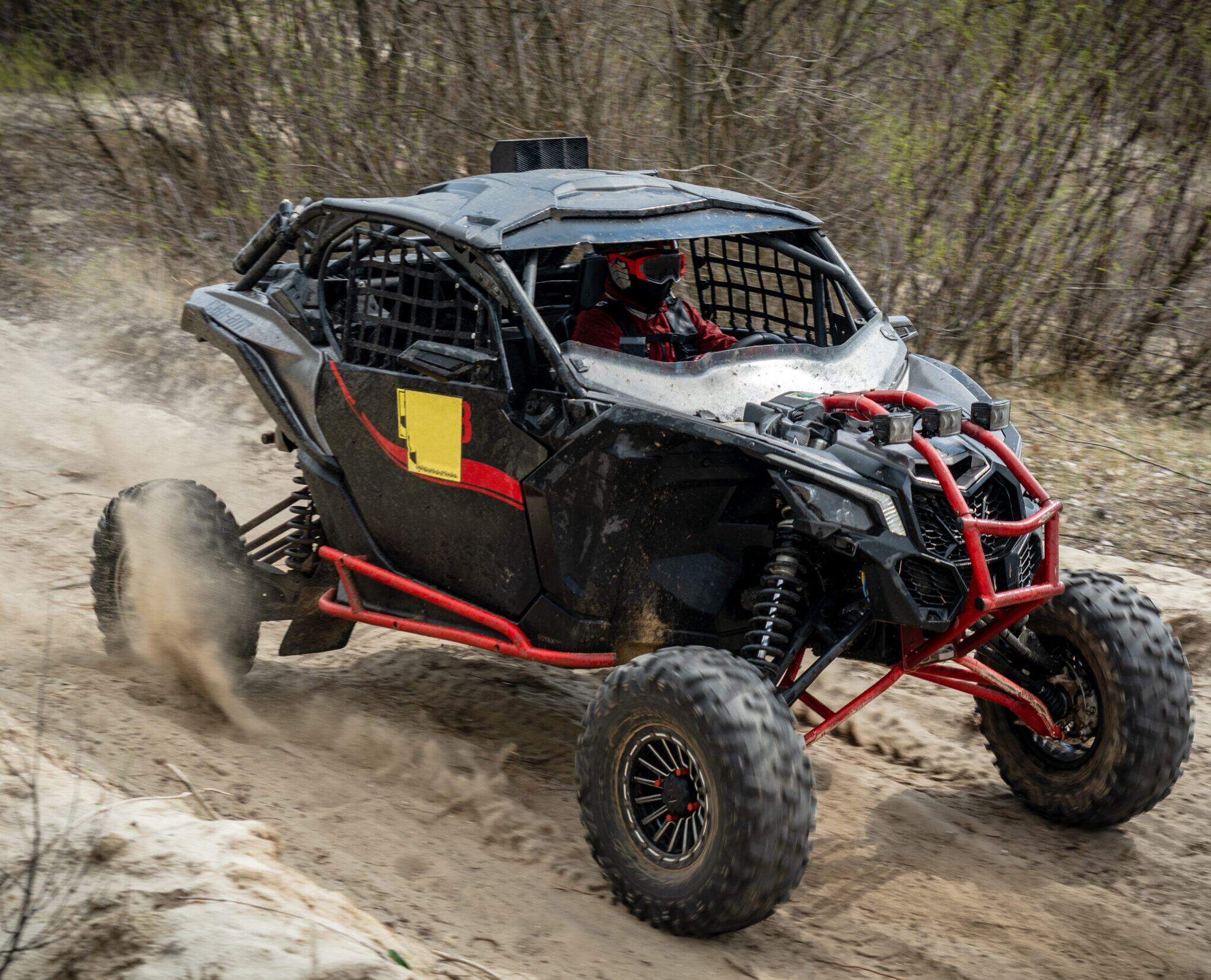 ATV, UTV hard driving over the mud off road